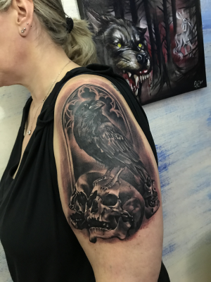 Part of dark style themed full sleeve pro